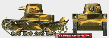 Rysunki polskich czogw Vickers E w standardowym kamuflau z 1937 r.